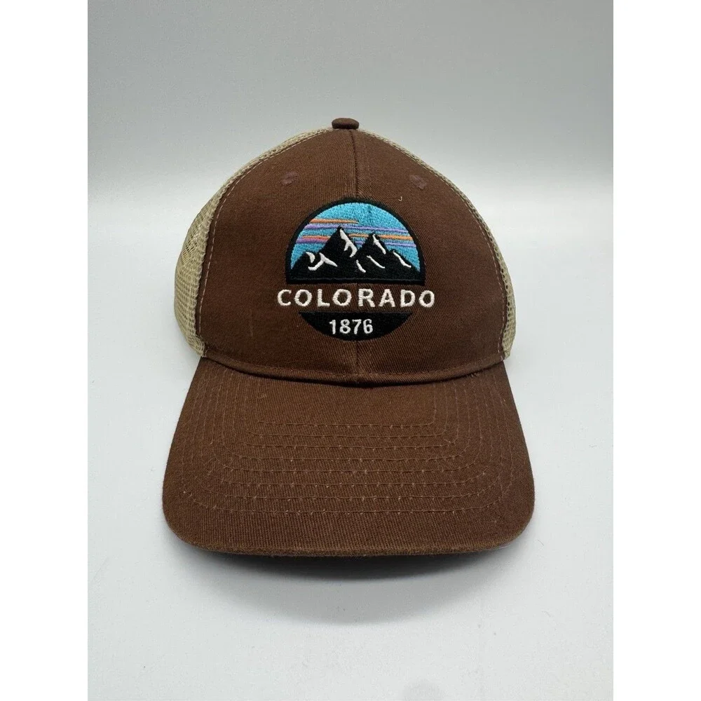Colorado LTD Mountain Patch Trucker Hat Gray Tan Snapback Mesh Adult Cap Kids Sz
